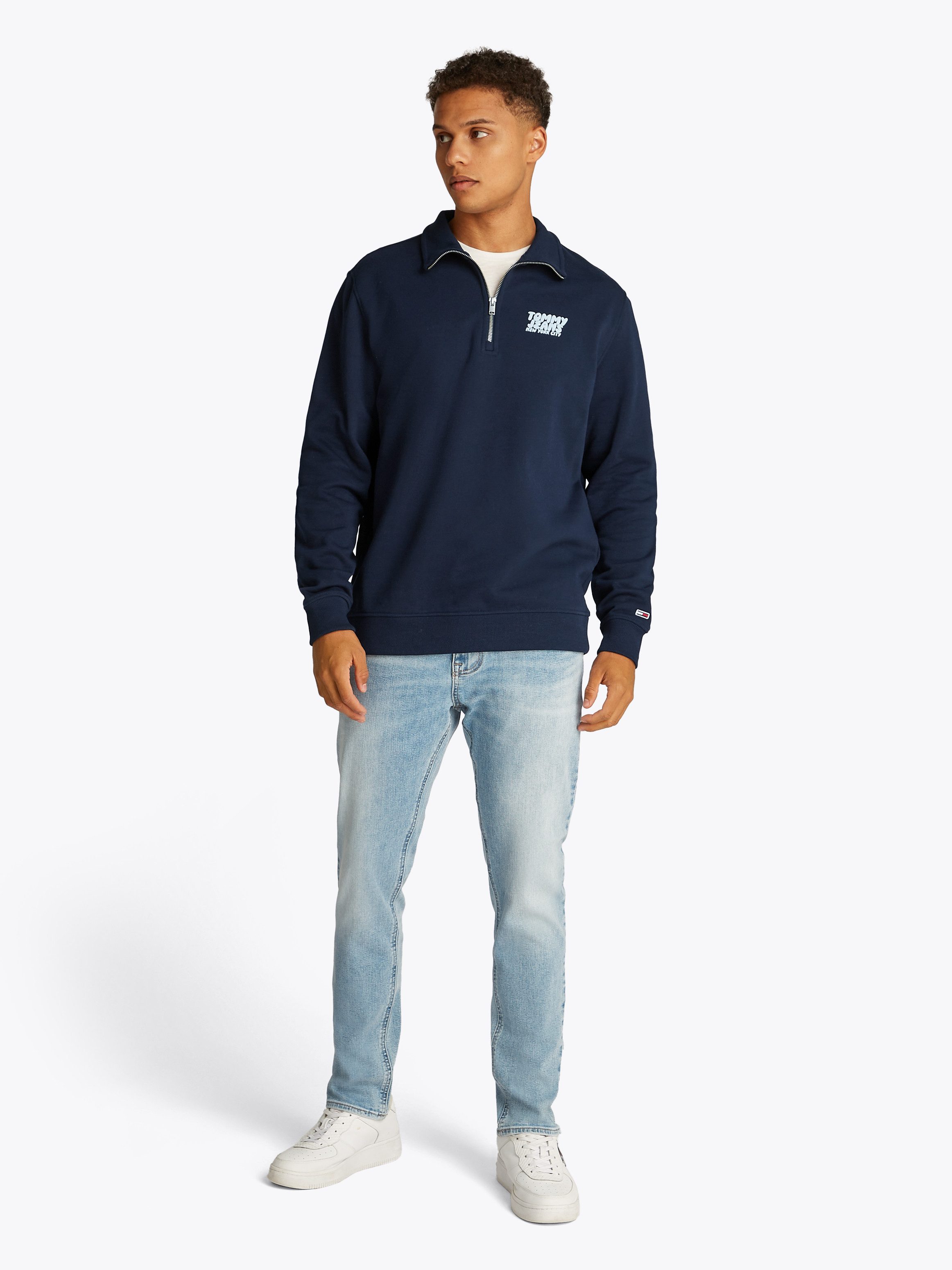 Tommy Jeans Sweatshirt TJM REG BUBBLE QRTR ZIP FRNT/BCK mit großem Rückenprint