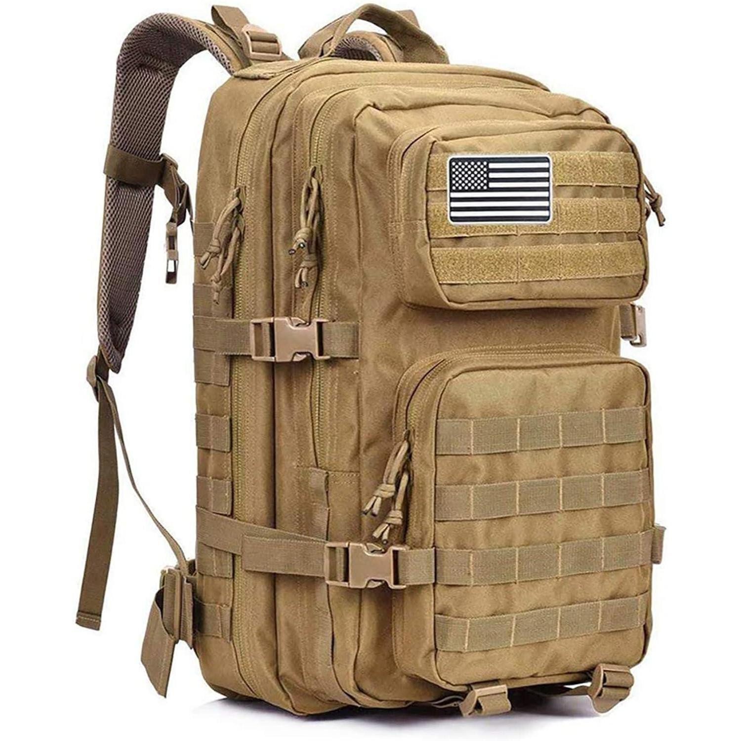 Trekkingrucksack 40L Militärischer Taktischer Rucksack mit Molle-System, 3L Trinkblase