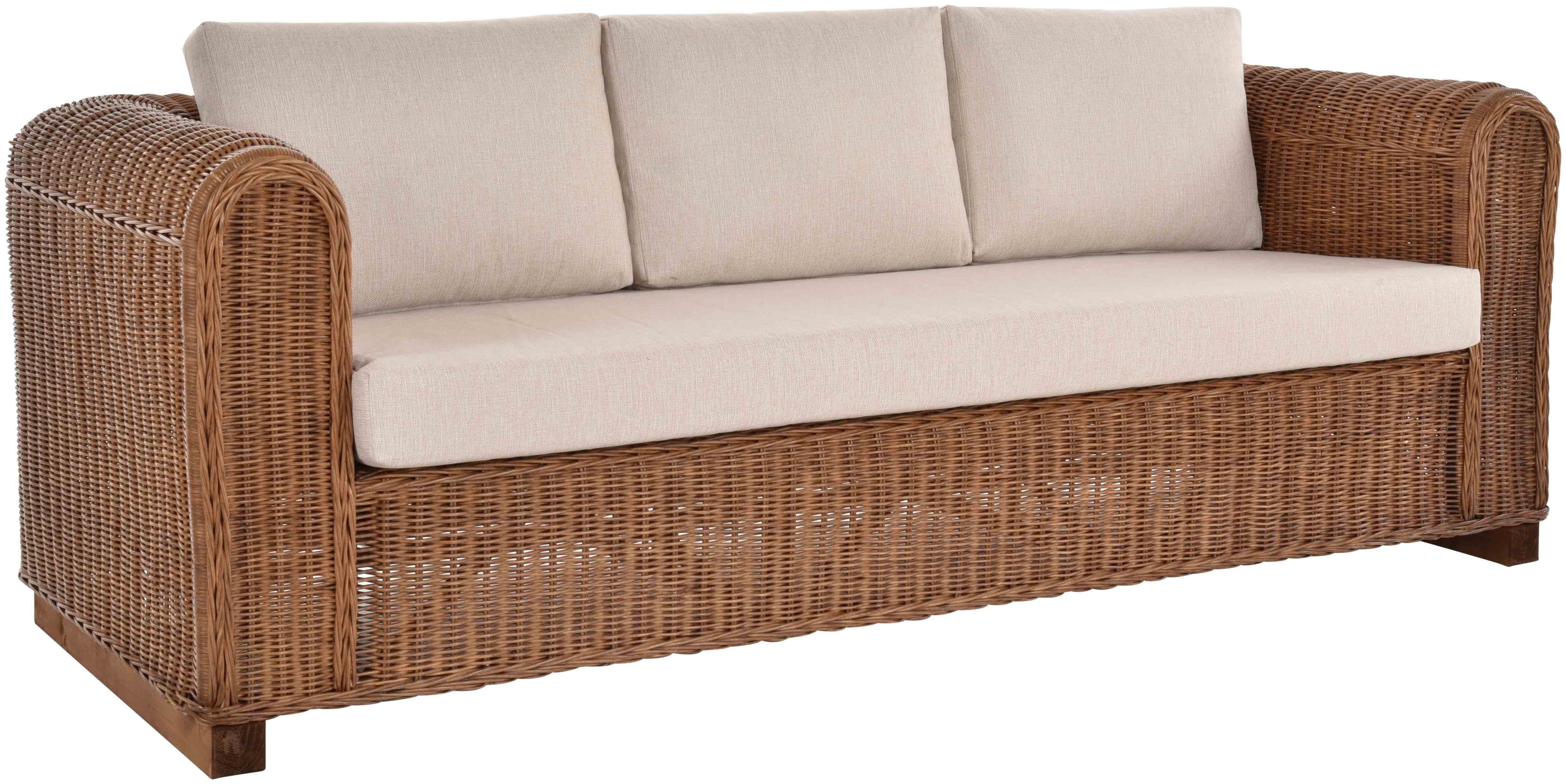 Dreisitzer Farbe IO Couch Braun Home Rattansofa Rattan Wohnzimmer, Wohnzimmersofa Loungesofa für 3 Krines Personen