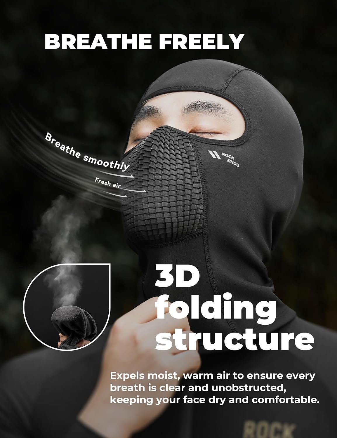 ROCKBROS Halswärmer Atmungsaktive Fleece-Balaclava für Winter-Sport Einheitsgröße