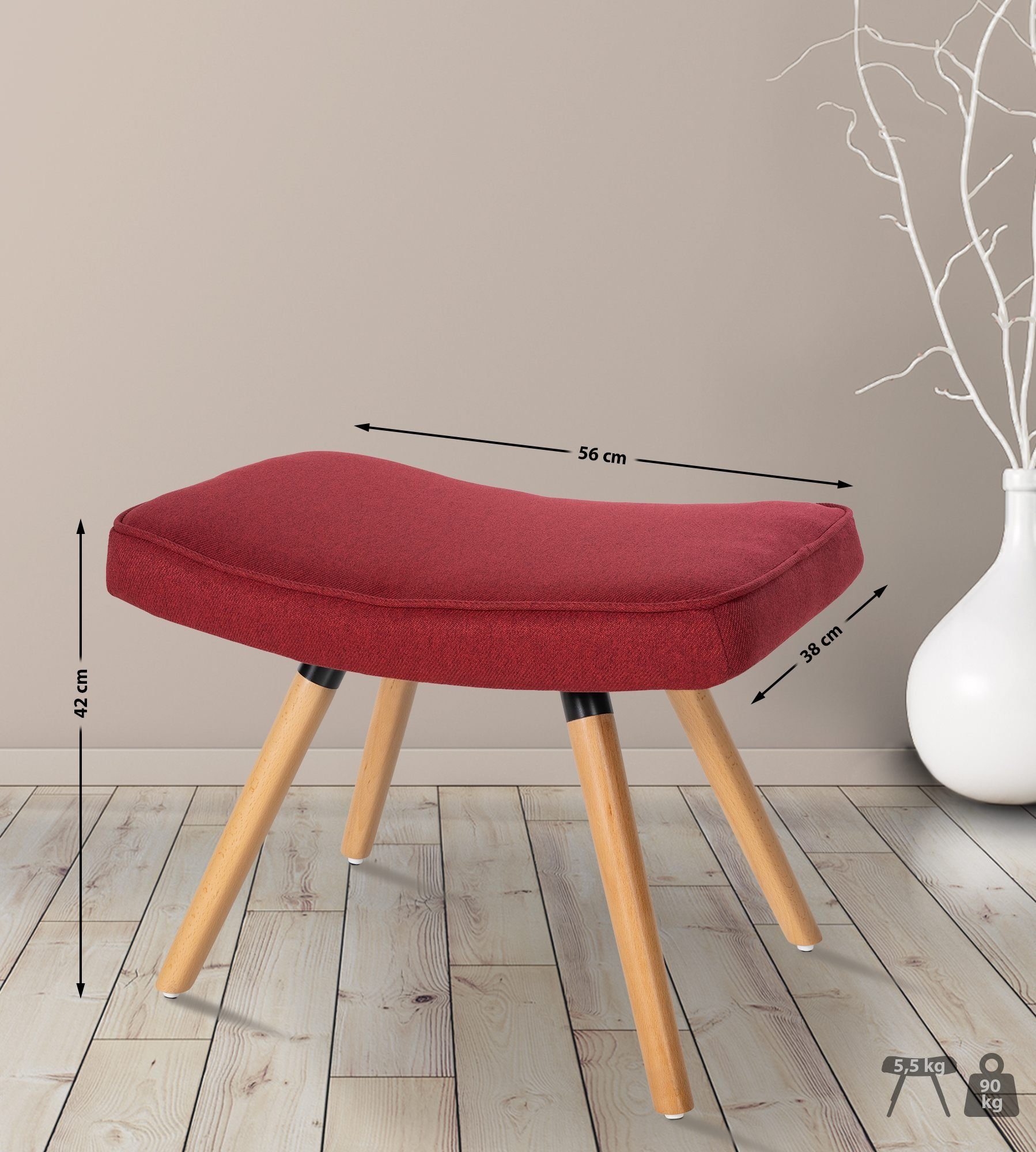 CLP Sitzhocker Garding, Fußschemel mit Stoffbezug, Beine Aus Buchenholz günstig online kaufen