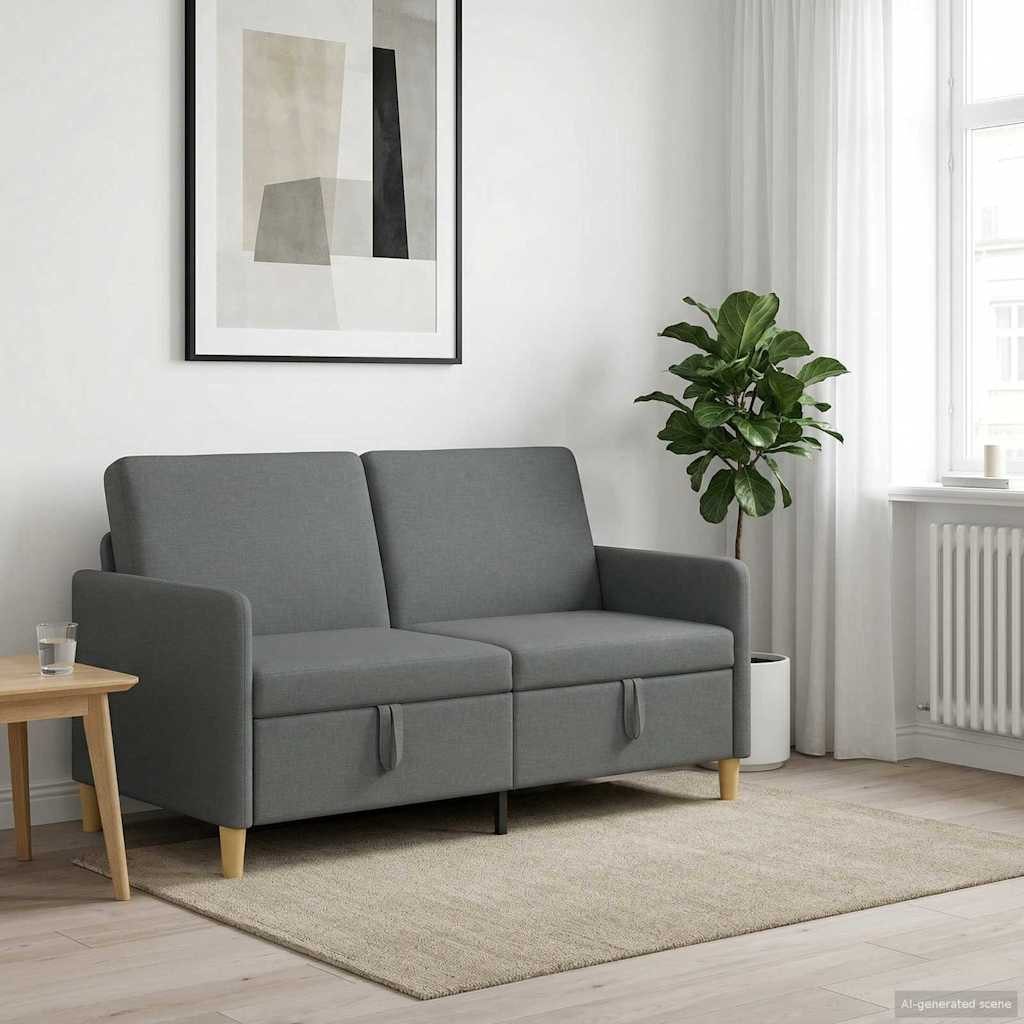 vidaXL Sofa Sofa mit Stauraum Dunkelgrau 152 x 78 x 87 cm Polyester, 1 Teile – Bild 2 von 5