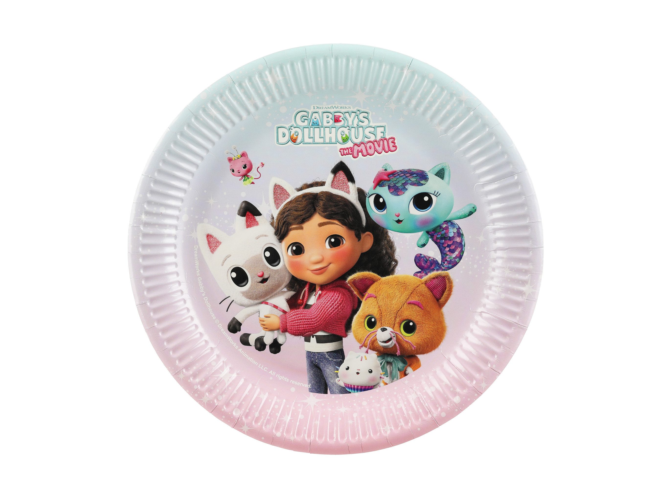 partydeco Pappteller, Pappteller 23cm Gabby's Dollhouse Movie 6er Set Rosa / Türkis Pastell