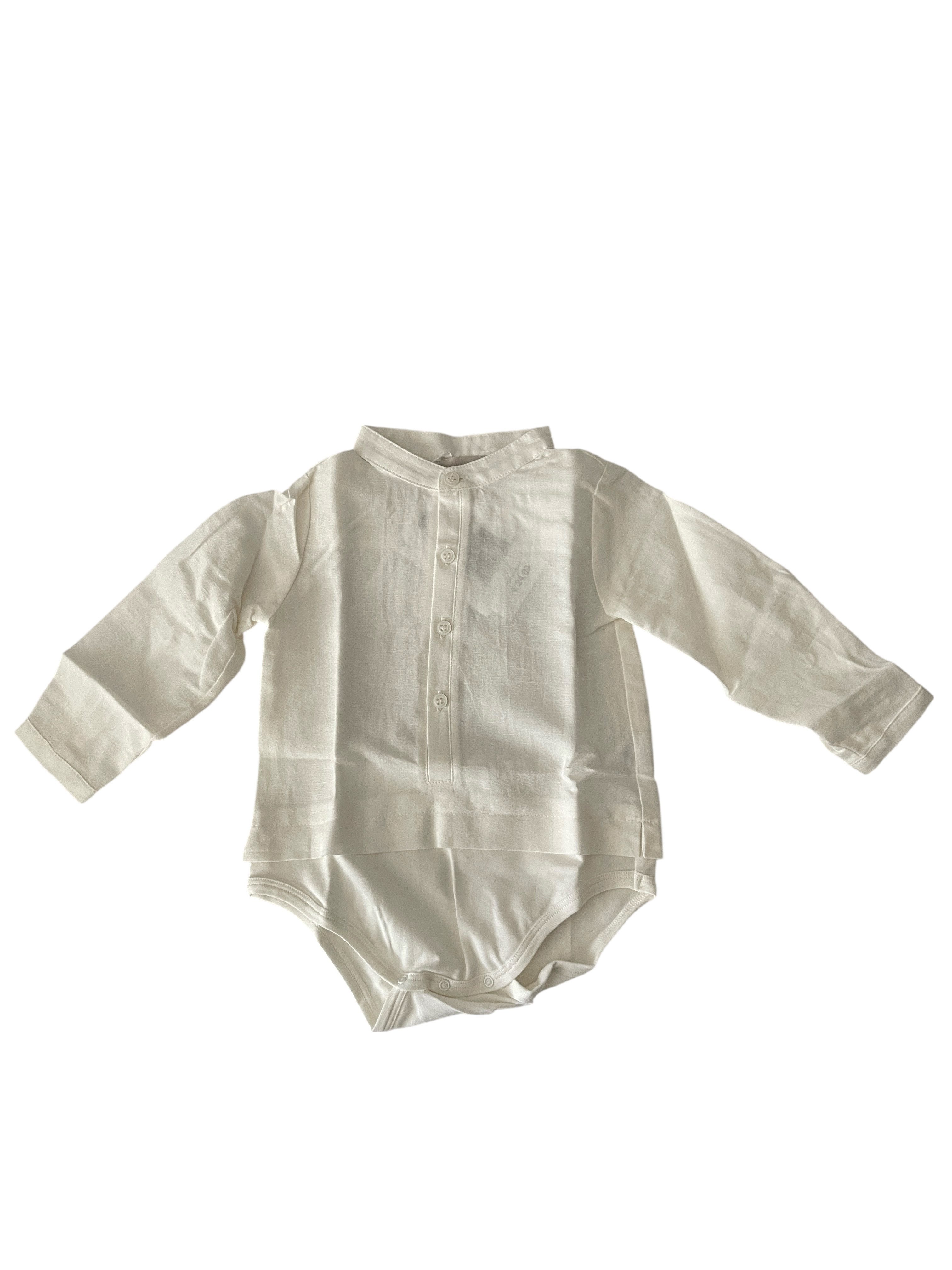 Chicco Hemdbody Hemd-Body (1-tlg) Chicco Jungen Hemd-Body aus Leinen – Langarm, festlich, creme