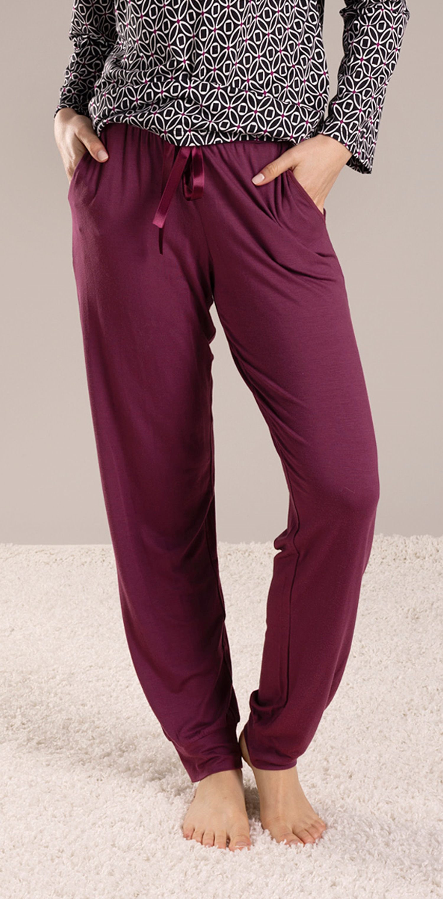 Nina Von C. Pyjamahose Damen Schlafanzughose mit Bündchen (1-tlg) Modalmischung