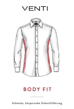VENTI Businesshemd Businesshemd - Body Fit - Langarm - Stehkragen - Weiß