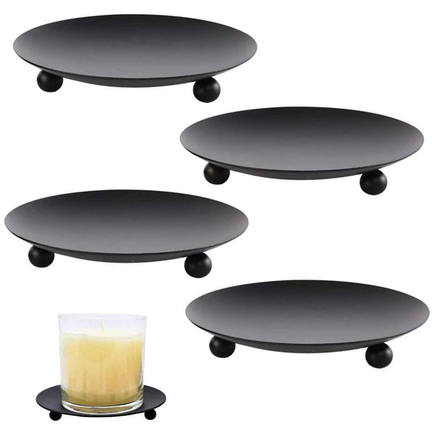 LuxusKollektion Kerzenständer Stumpenkerzenhalter Eisen 4er-Set Retro Schwarz (4 St)