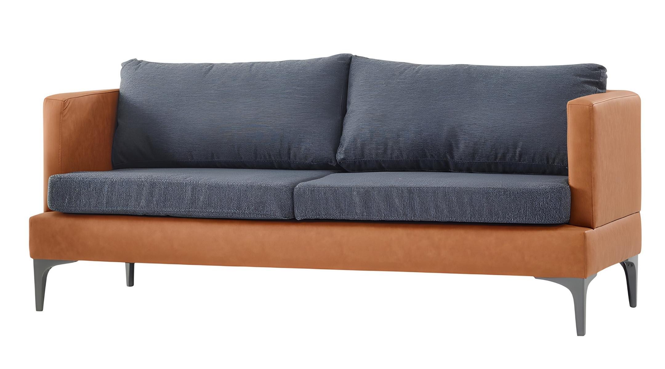 JVmoebel Polstergarnitur Braun-Orange Couchgarnitur mit Lederpolsterstoff und Designer Füßen, (Set, 3-tlg., Stilvolle, Braun-Orange, Couchgarnitur, Designer, Füße, 3-teilig), Made in Europa