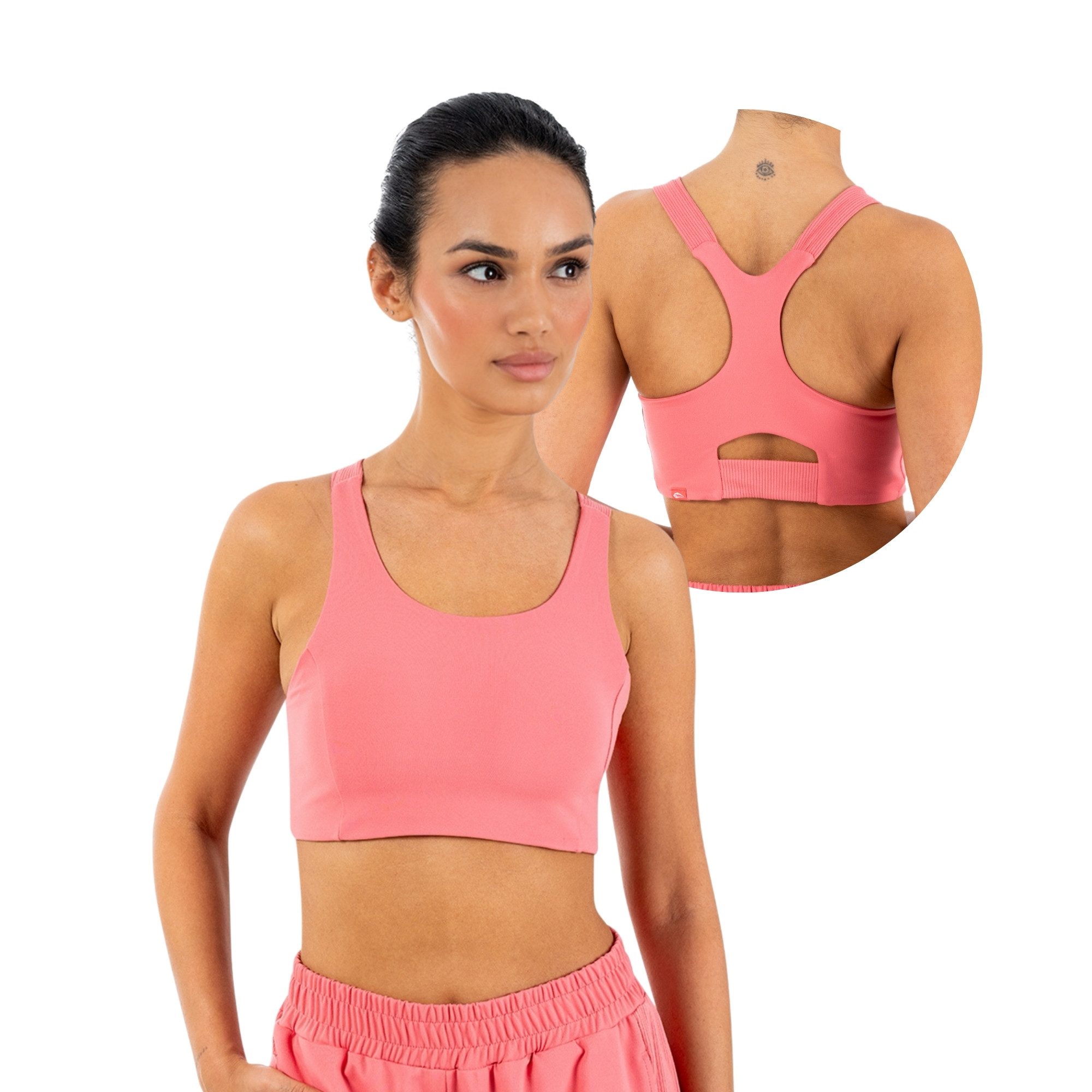 Smilodox Sport-BH Sylva, Top Damen, Bustier, figurbetont mit Cut-Out Rückendetail Shaped Fit, breite Träger, Rundhalsausschnitt, Gym & Training