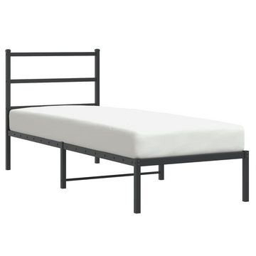 vidaXL Bett Bettgestell mit Kopfteil Metall Schwarz 75x190 cm