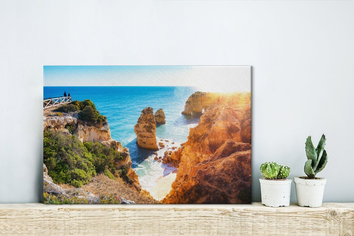 OneMillionCanvasses® Leinwandbild Portugal, St), (1 30x20 Küste Die Aufhängefertig, Wanddeko, Leinwandbilder, der cm Wandbild Algarve in