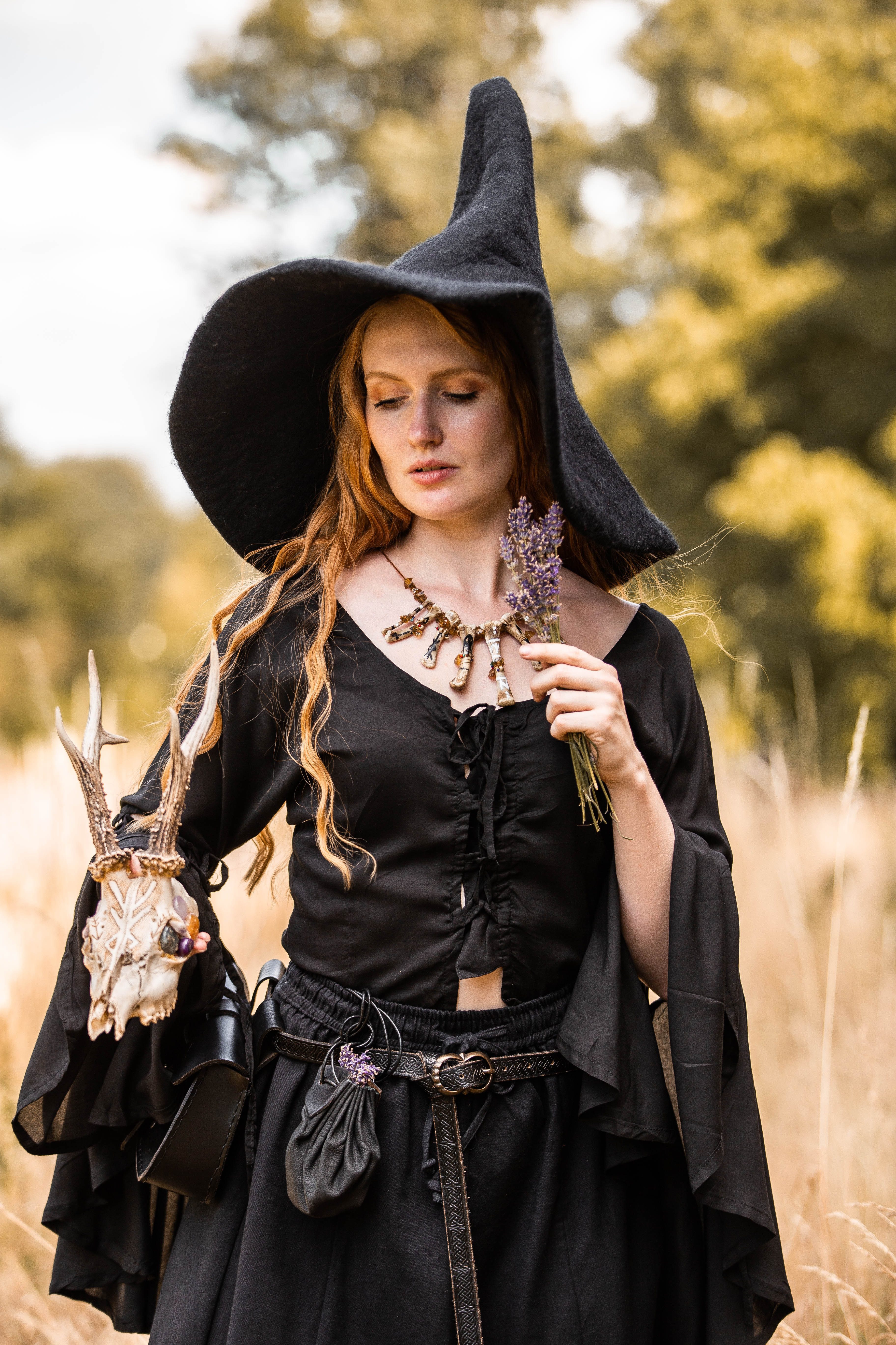 Ritter-Kostüm Hexenhut Schwarz "Glinda"