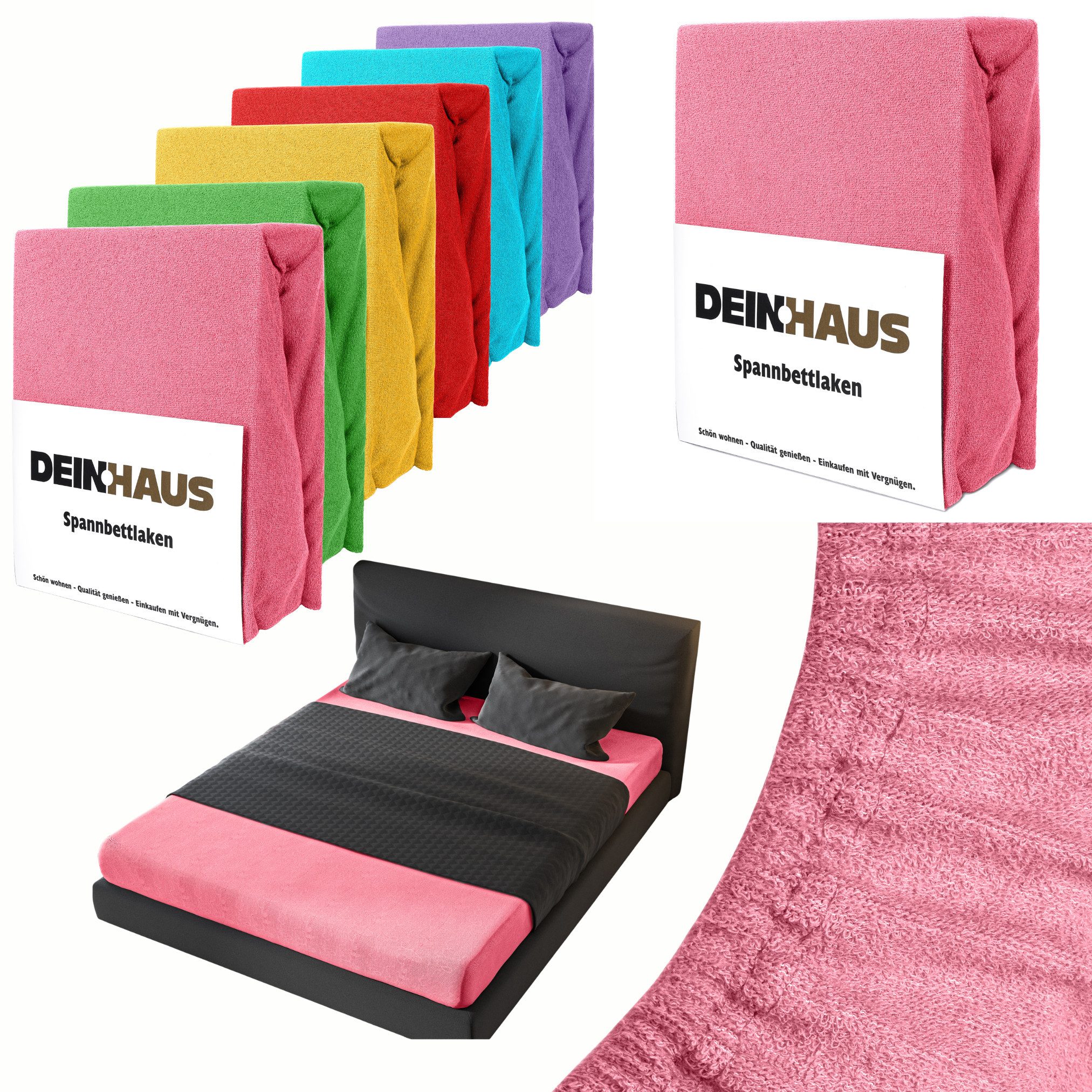 DH DEIN . HAUS Spannbettlaken Frottee SOFT, Baumwolle, Gummizug: rundum, (1 Stück), weich saugfähig atmungsaktiv Rundumgummi formstabil bis 20 cm
