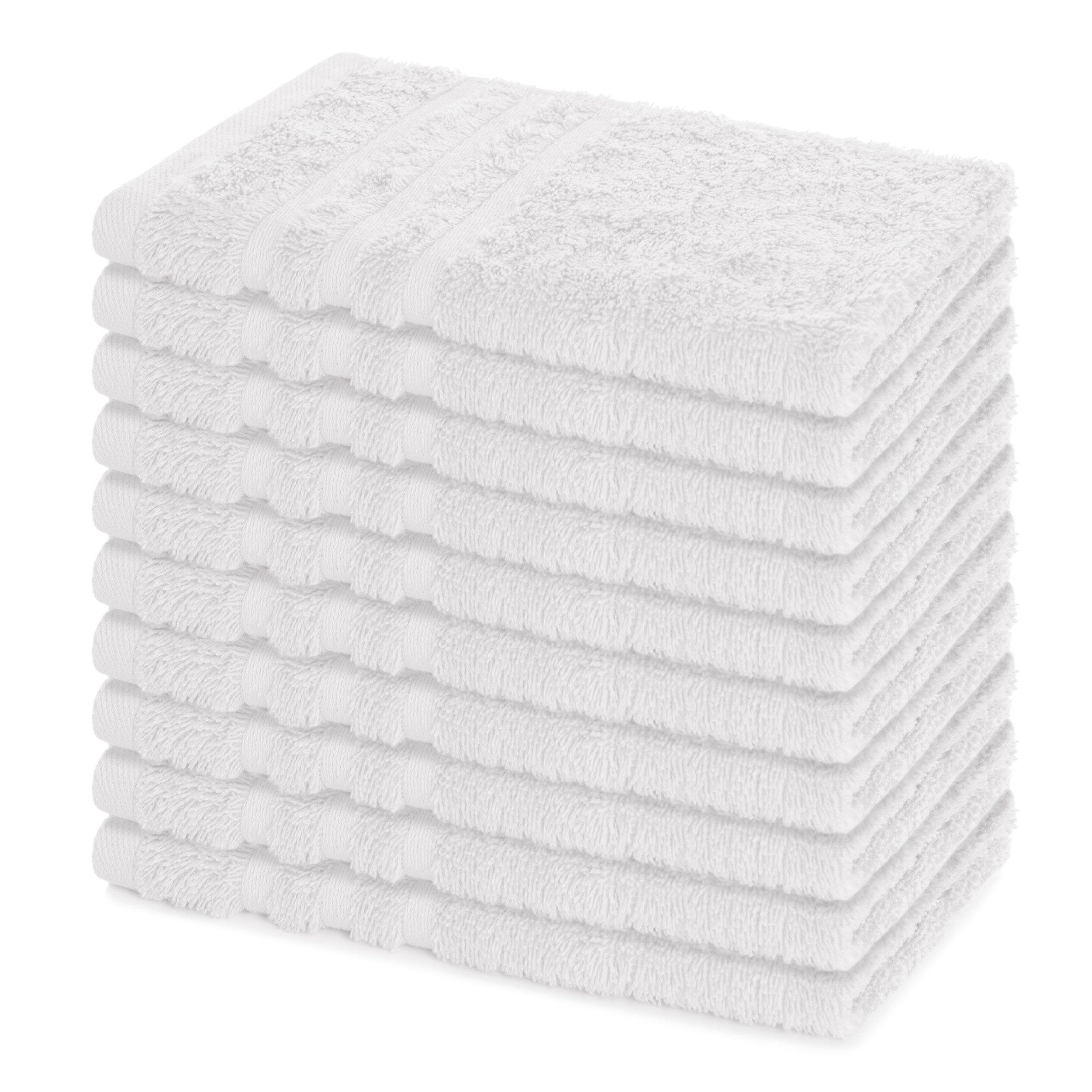 Lavea Gästehandtücher 30x50 cm, 10er Set Gästehandtuch, Elena-Frottee Handtuch, Gästetuch, (Set, 10-St), 500 g/m² Frottier, weich & saugstark, pflegeleicht