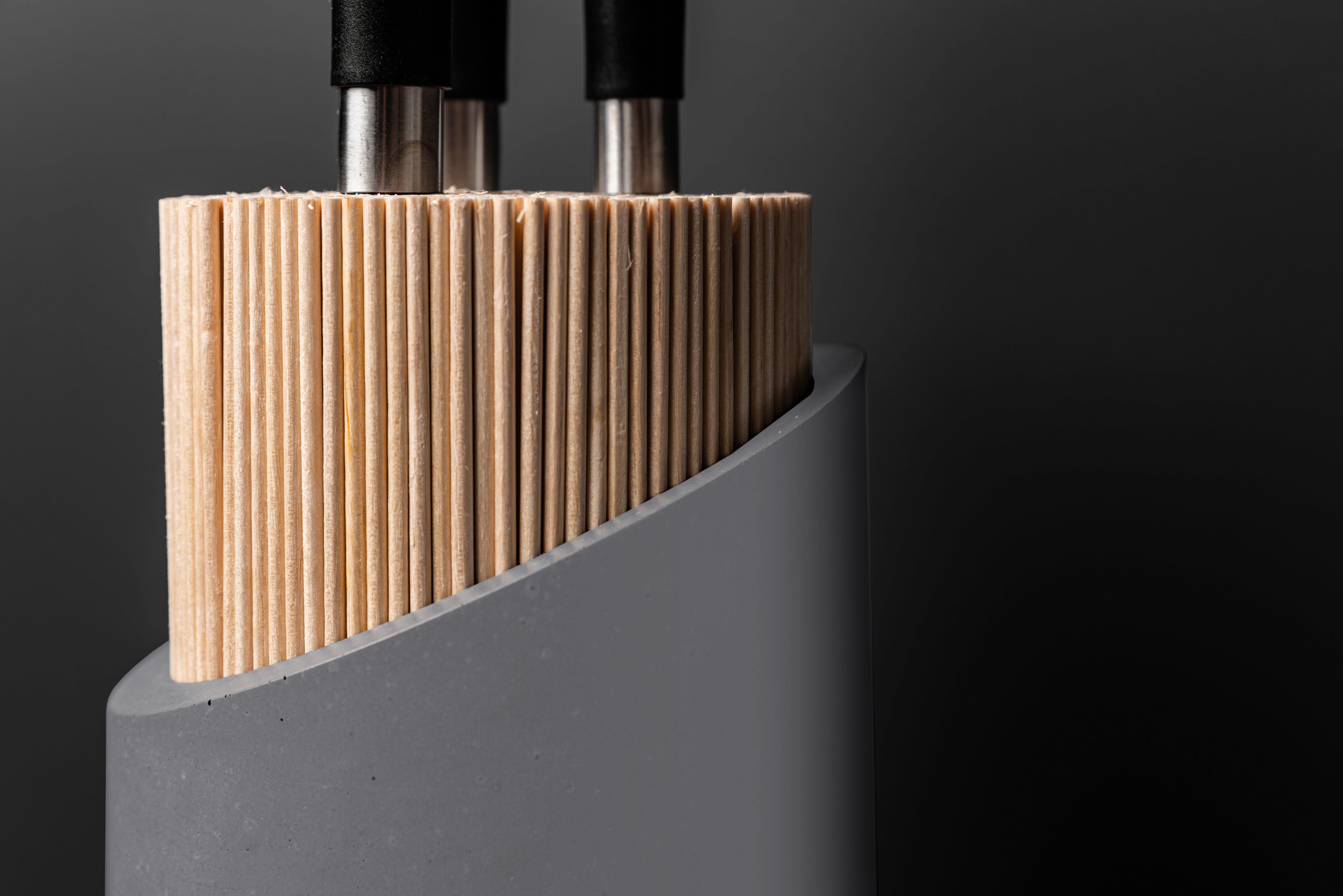 GRAURAUM Messerblock Messerhalter Marvin aus Beton, unbestückt, rund, 21cm, Made in Germany