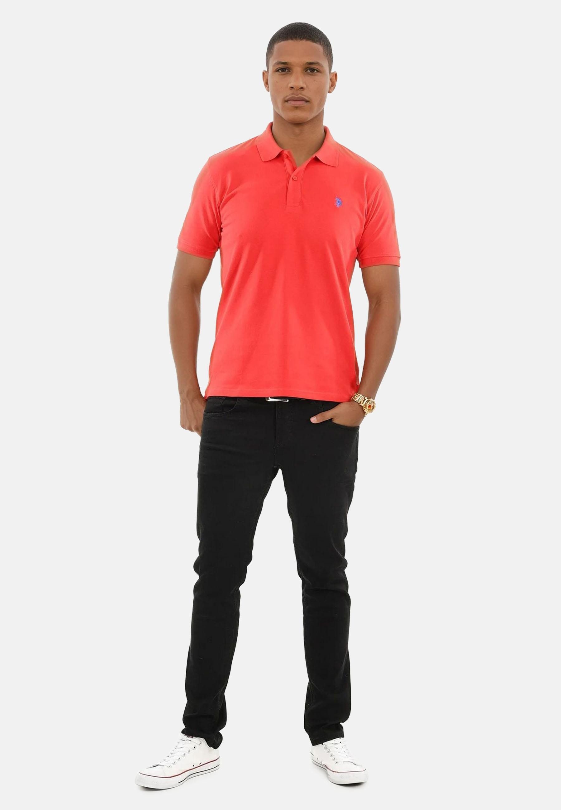U.S. Polo Assn. Poloshirt Basic Herren Kurzarm Mit Flachstrick-Kragen, Knopfleiste und elastischer Baumwollmischung