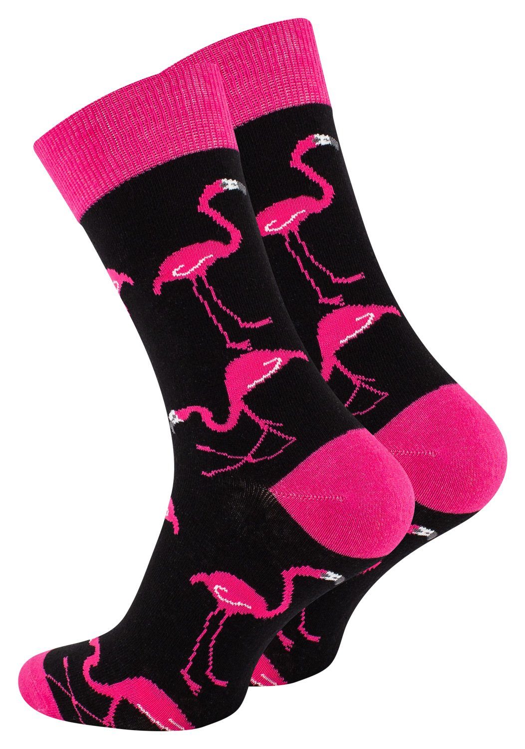 Vincent Creation® Socken mit bunten lustigen Motiven PinkFlamingo