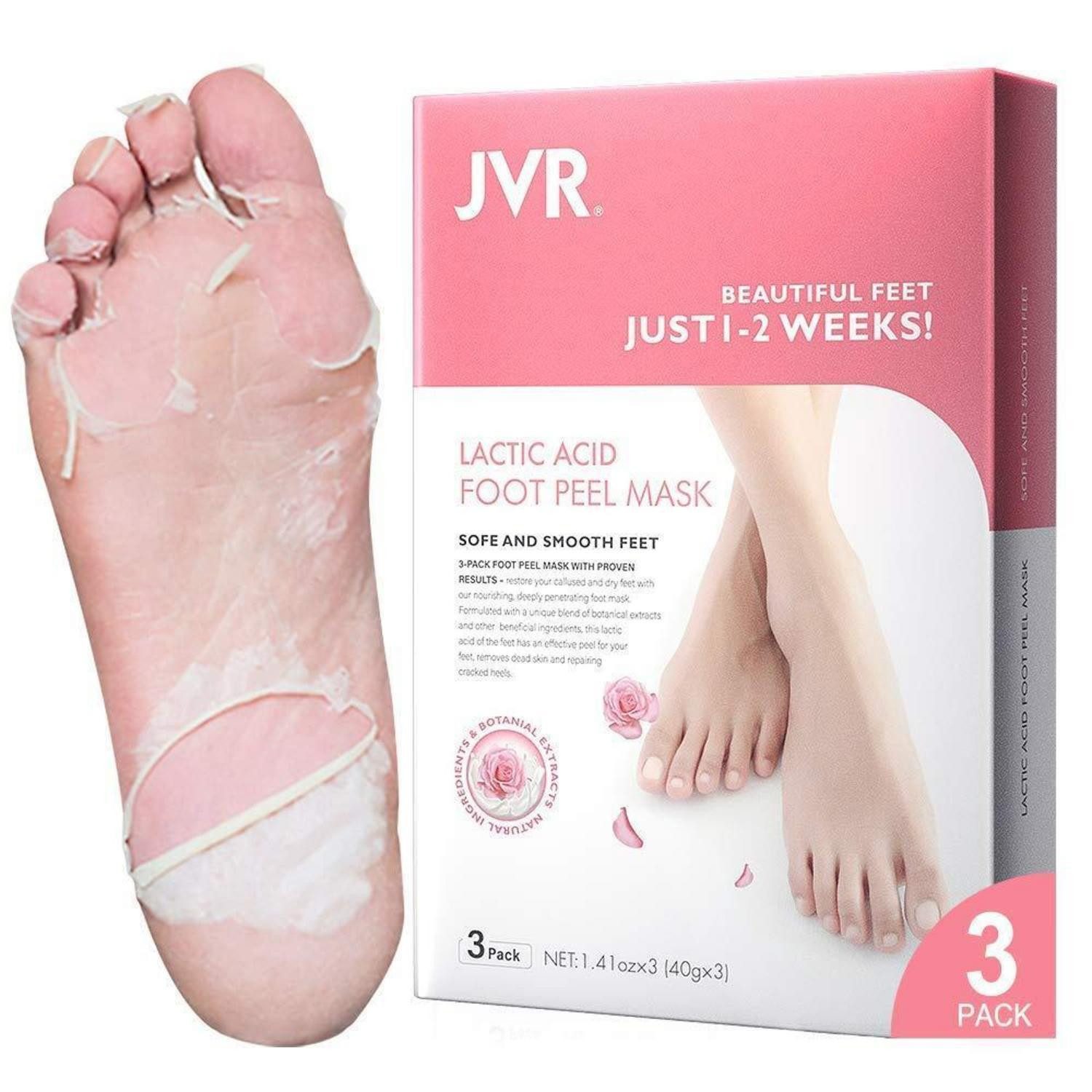 LuxusKollektion Fußmaske 3 Paar Milchsäure Fußpeeling Feuchtigkeitsspendend Hornhaut Entfernung