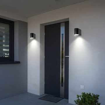 etc-shop Außen-Wandleuchte, Leuchtmittel inklusive, Warmweiß, 3er Set LED Down Strahler Fassaden Haus Tür Leuchten Wand Spot Außen