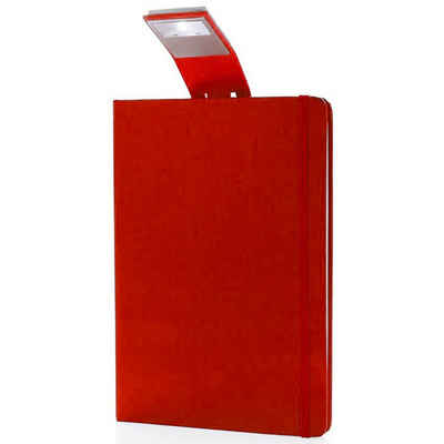 XD Collection Notizbuch »Notizblock A5 mit Hardcover Leselampe 160 cremeweiße Seiten Liniert«, mit LED Lesezeichen & Gummiband