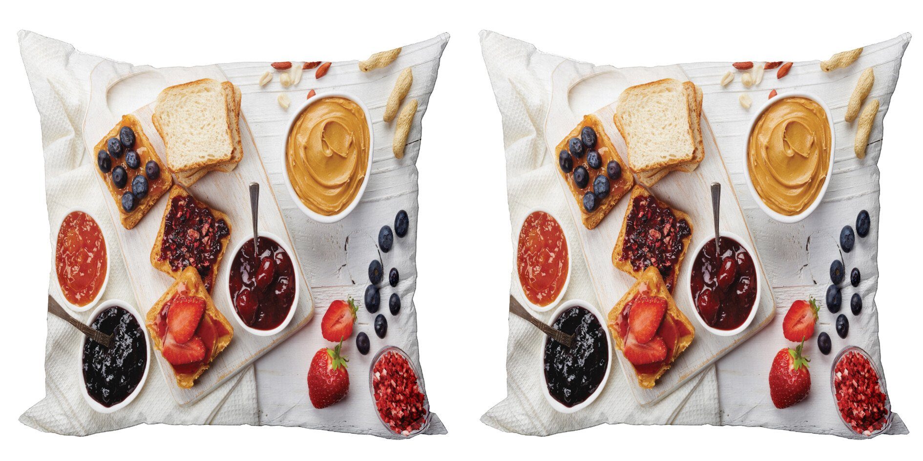 Sandwich Accent Modern Doppelseitiger Erdnussbutter Weiß Digitaldruck, Kissenbezüge Abakuhaus (2 Stück), auf
