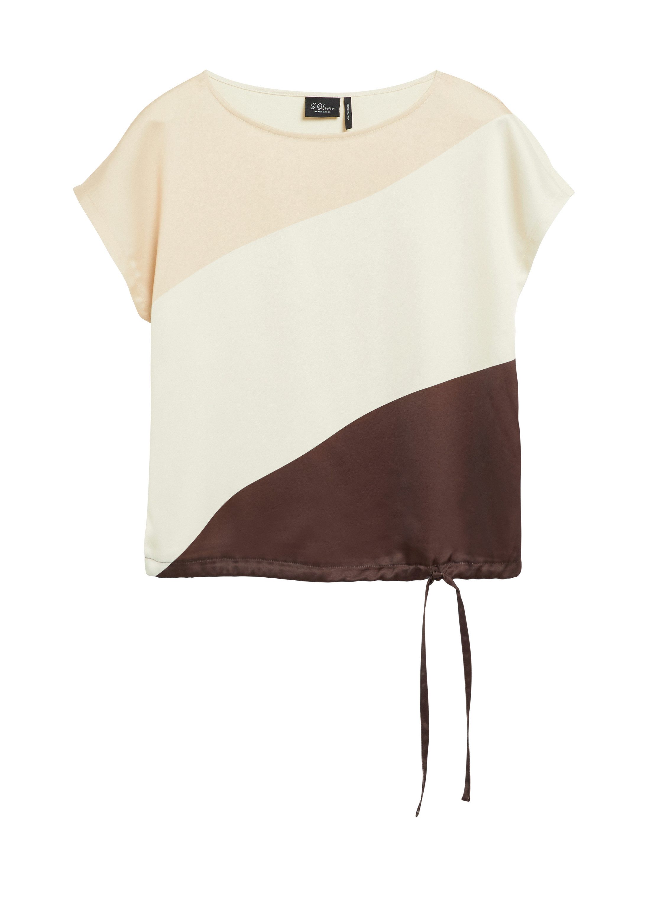 s.Oliver Kurzarmshirt T-Shirt T-Shirt im Fabricmix mit regulierbarem Saum