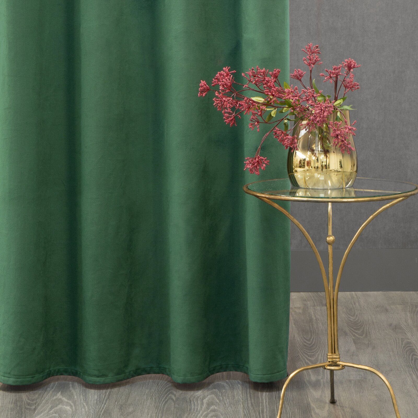 Design91 Vorhang Samtvorhänge 140x270 cm 135x300 cm (1 St), Kräuselband, blickdicht, Samt, Wohnzimmer Tunnelzug – Bild 5 von 5