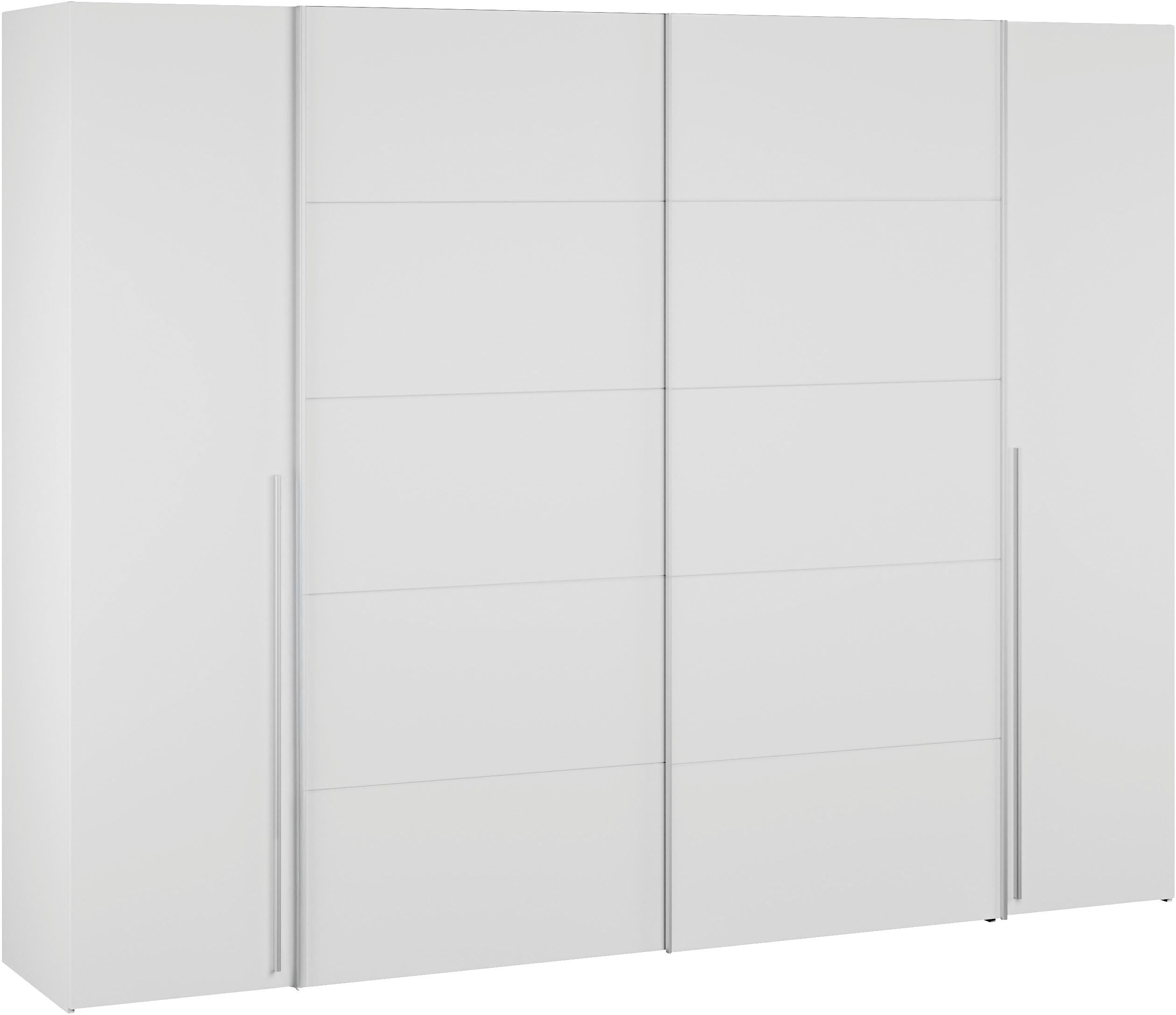 FORTE Kleiderschrank Narago, Kombischrank, modernes Design (B/H/T ca. 270/210/61cm, auch mit Premiumausstattung) Kombination aus Schwebetüren mit seitlichen Drehtüren, Made in Europe
