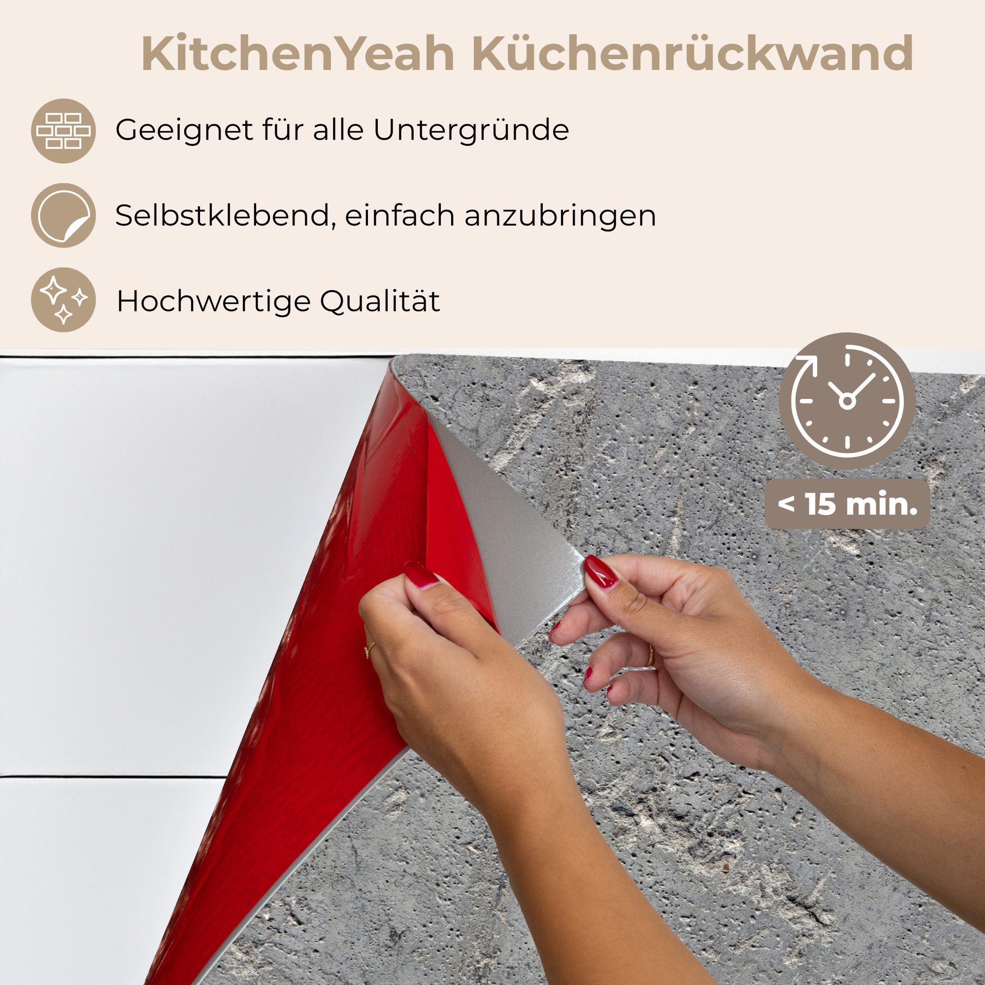KitchenYeah Küchenrückwand selbstklebend Beton - Muster - Stein, (1-tlg), Spritzschutz, Küche, Rückwand, Küchenwand, Küchenfront, 80x60 cm