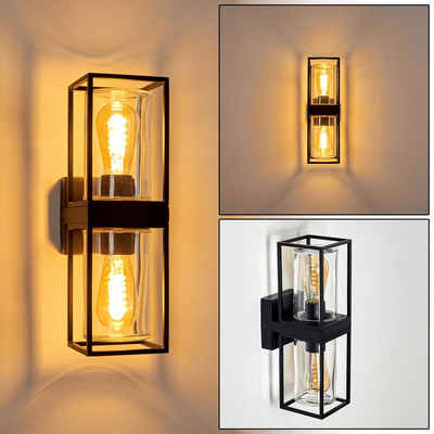 hofstein Außen-Wandleuchte »Besana« Wandlampe aus Metall, Schwarz, 4 Gläser Bersteinfarben/Klar, ohne Leuchtmittel, Industrial Style Außenlampe mit Lichteffekt an der Wand, E27, IP44