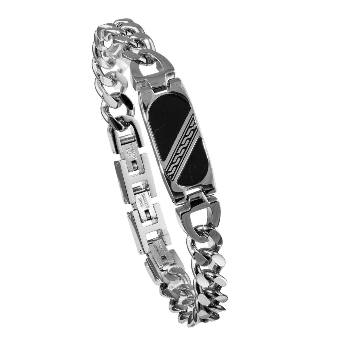 Holzkern Edelstahlarmband 9010631025274, für Herren Edelstahl Outlands Schiefer-Silberfarben