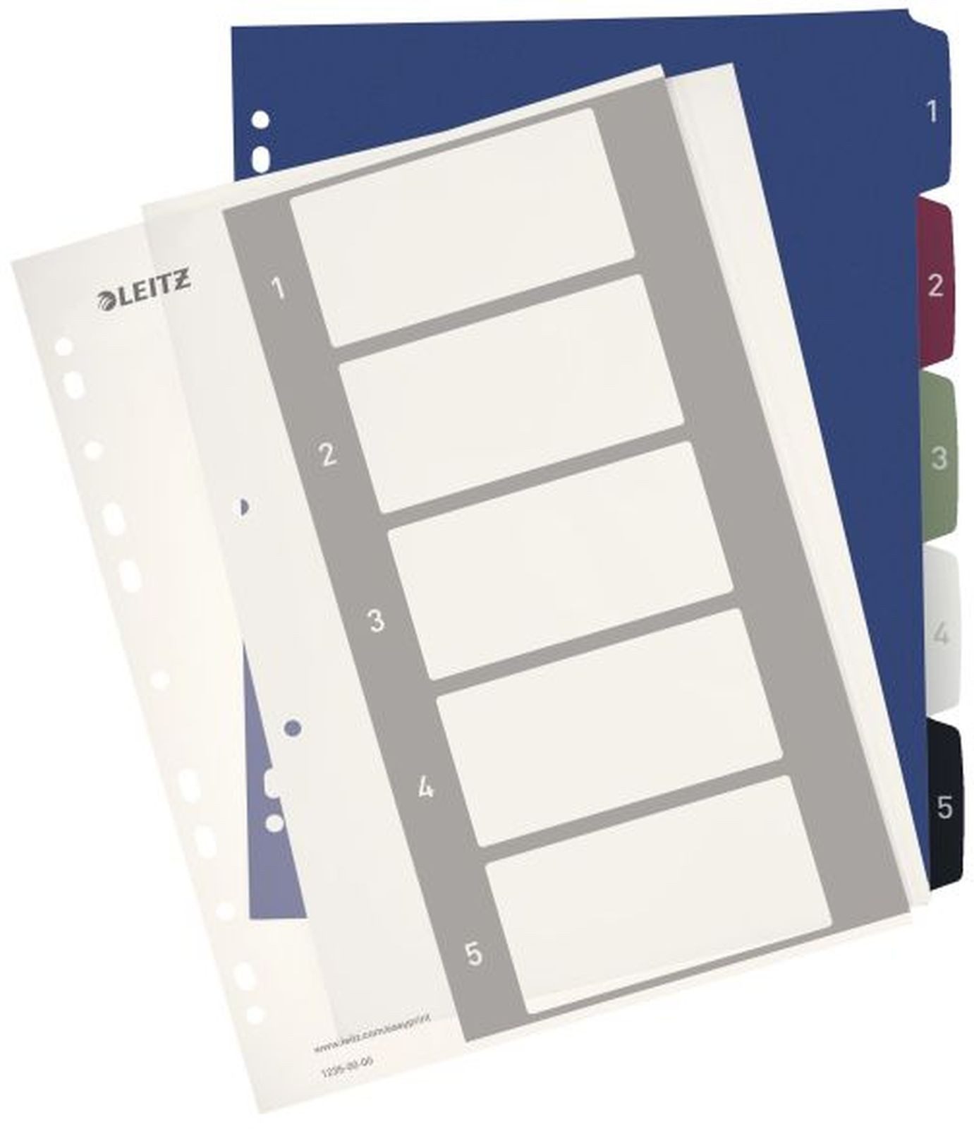 LEITZ Aktenordner Plastikregister Style 1-5 bedruckbar A4 PP 5 Blatt farbig