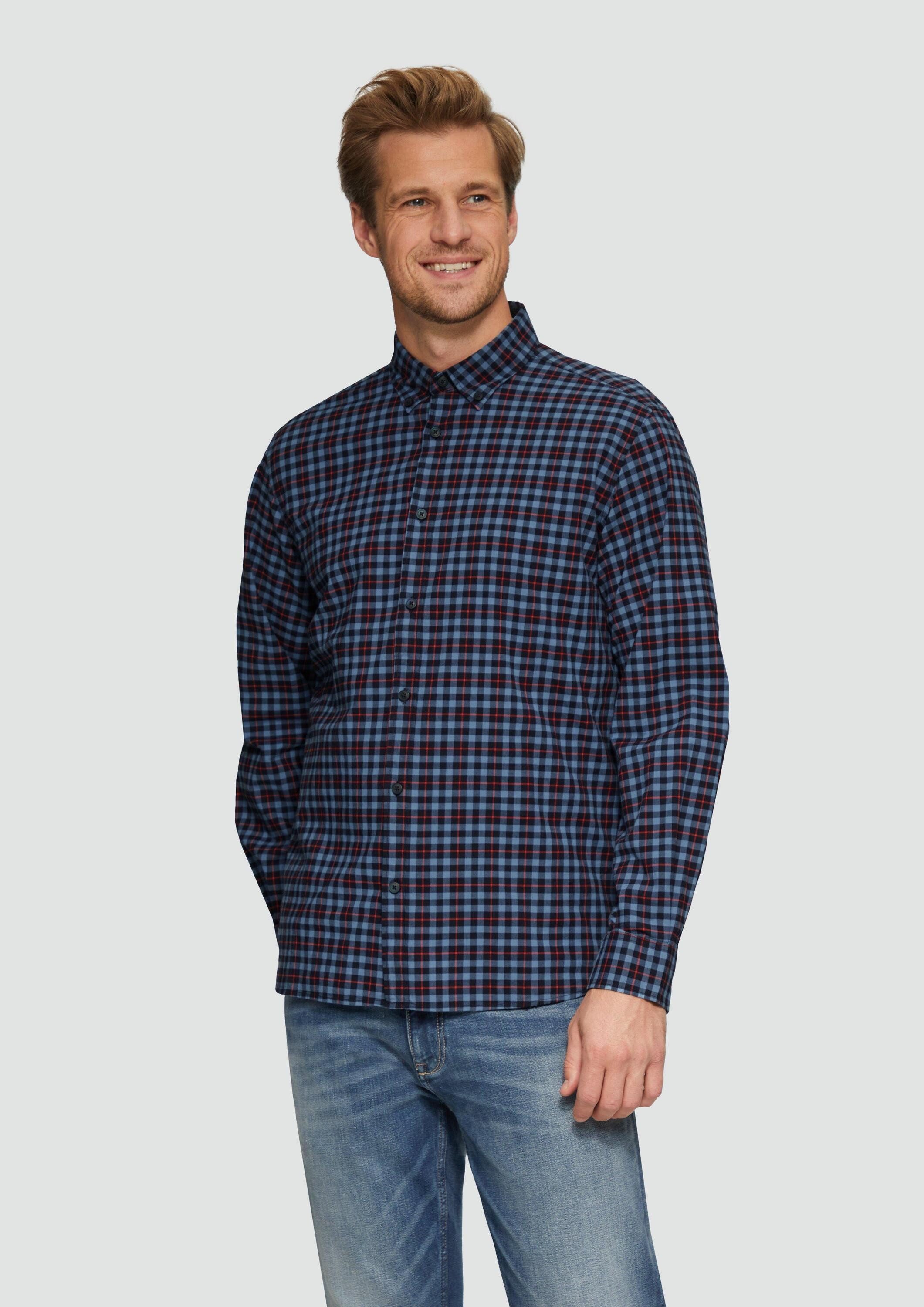 s.Oliver Langarmhemd Hemd Regular Fit: Kariertes Hemd mit Button-Down-Krage günstig online kaufen