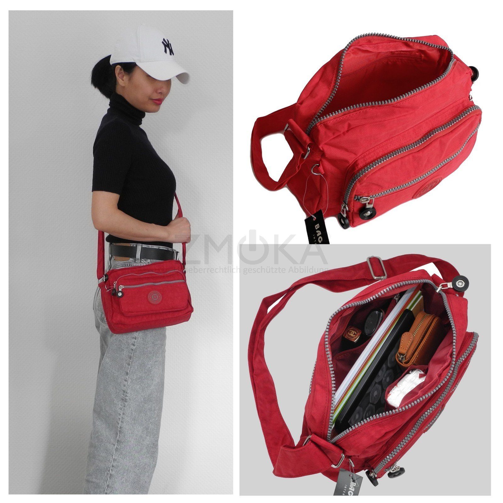BAG Stofftasche Crossbody Rot Umhängetasche STREET Street Auswahl - Bag Umhängetasche Bag