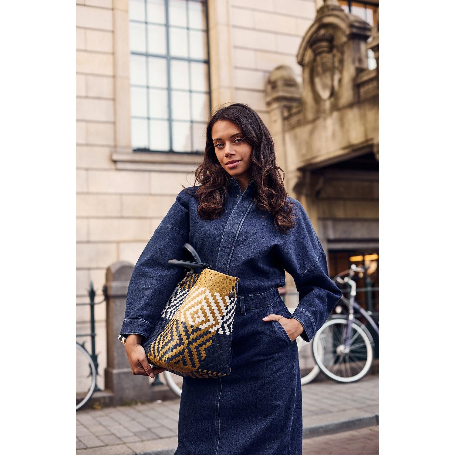 Handed By Einkaufskorb Handed By Shopper Quinn Navy Ochre Yellow günstig online kaufen