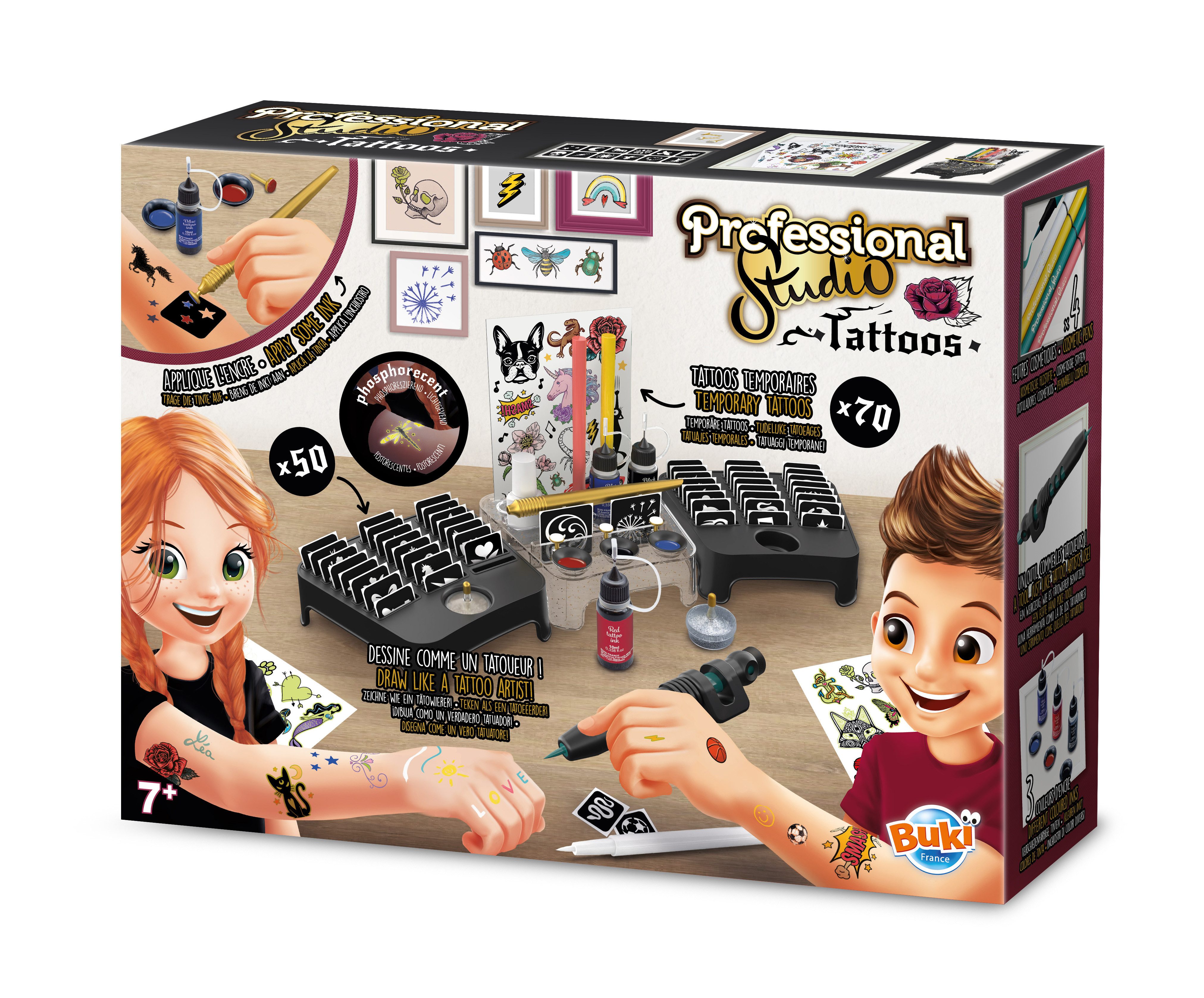Buki France Experimentierkasten Professional Studio Tattoos – Das kreative Tattoo-Studio ab 7 Jahre, (1-tlg)