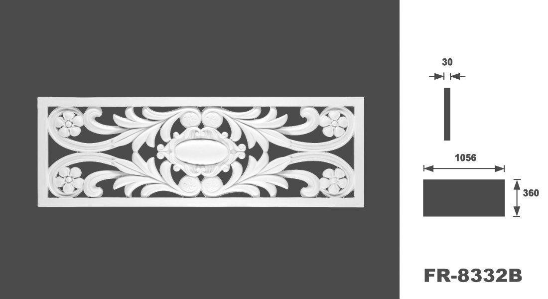 Hexim Wanddekoobjekt FR8332 B (1 Ornament Relief Wand Dekor PU stoßfest 1056x360mm)