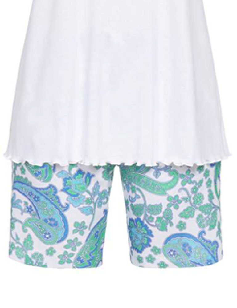 Weiß Ringella "Floral Mint Blau Paisley" - Schlafanzug Damen Shorty / tlg) / (2 2211325 Pyjama
