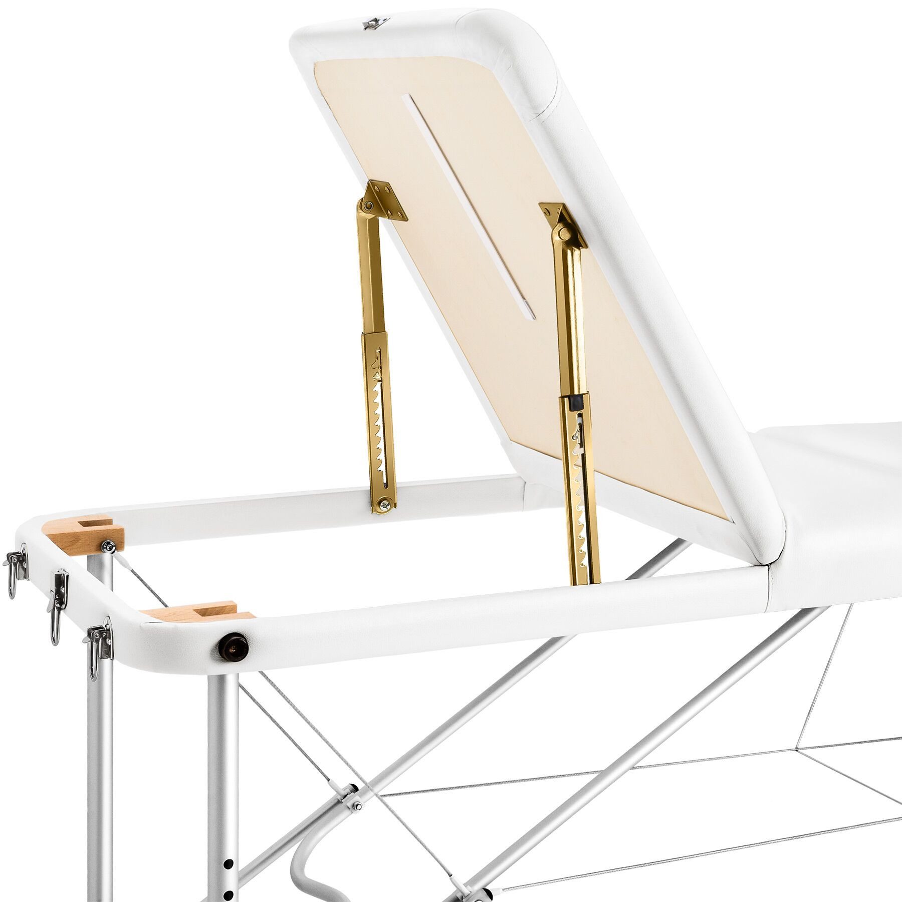 tectake Massageliege Massagetisch klappbar höhenverstellbar Aluminiumgestell 61cm 5cm (Klappbare Liege, 1-St., in Weiß), Mit Tragetasche und abnehmbaren Kopf- und Armablagen für Komfort