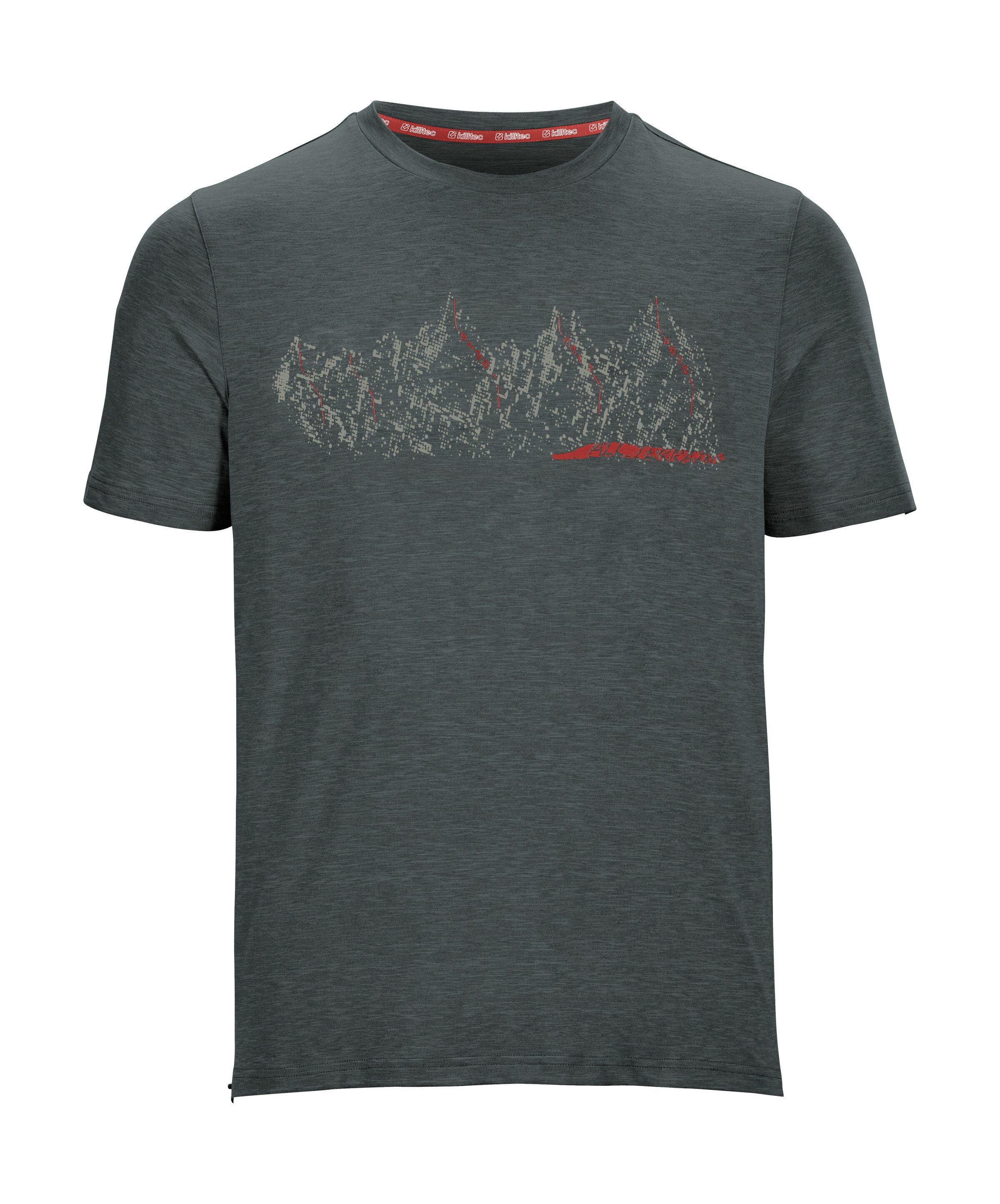 Killtec T-Shirt MN TSHRT C Schnelltrocknendes Herren T-Shirt mit Berg-Print und Melange-Optik