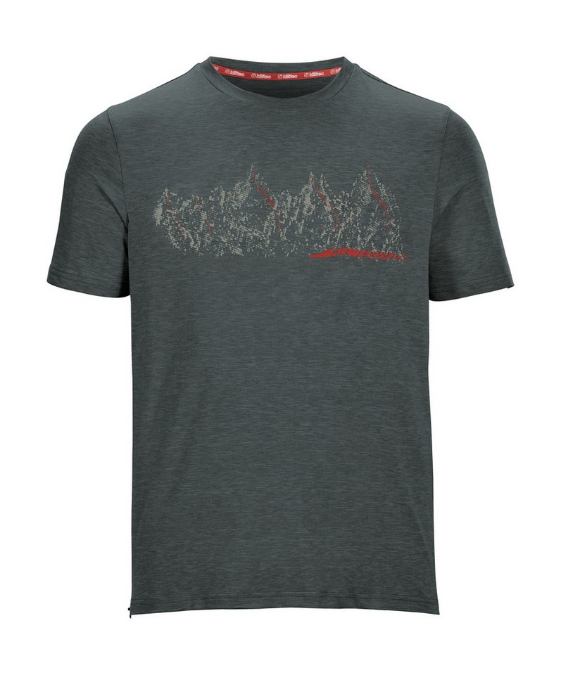 Killtec T-Shirt MN TSHRT C Schnelltrocknendes Herren T-Shirt mit Berg-Print und Melange-Optik