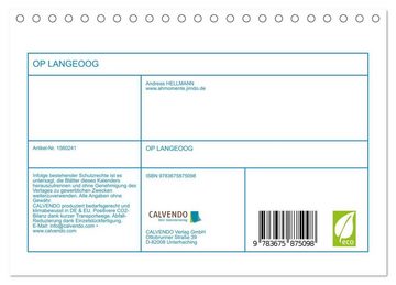 CALVENDO Wandkalender OP LANGEOOG (Tischkalender 2024 DIN A5 quer), CALVENDO Monatskalender
