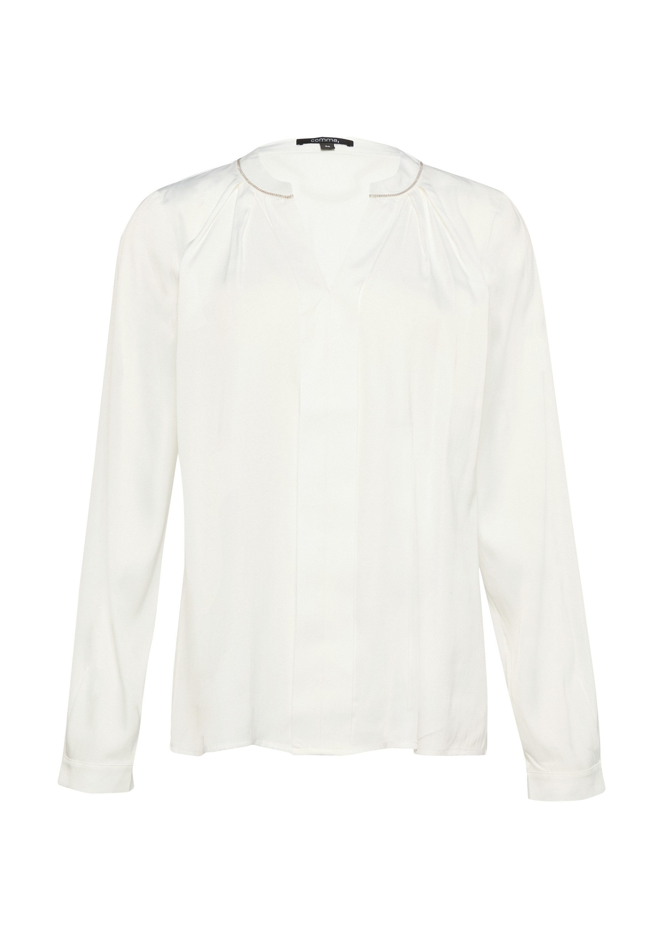 comma Langarmbluse Bluse Satin-Bluse mit Zier-Detail am Ausschnitt günstig online kaufen