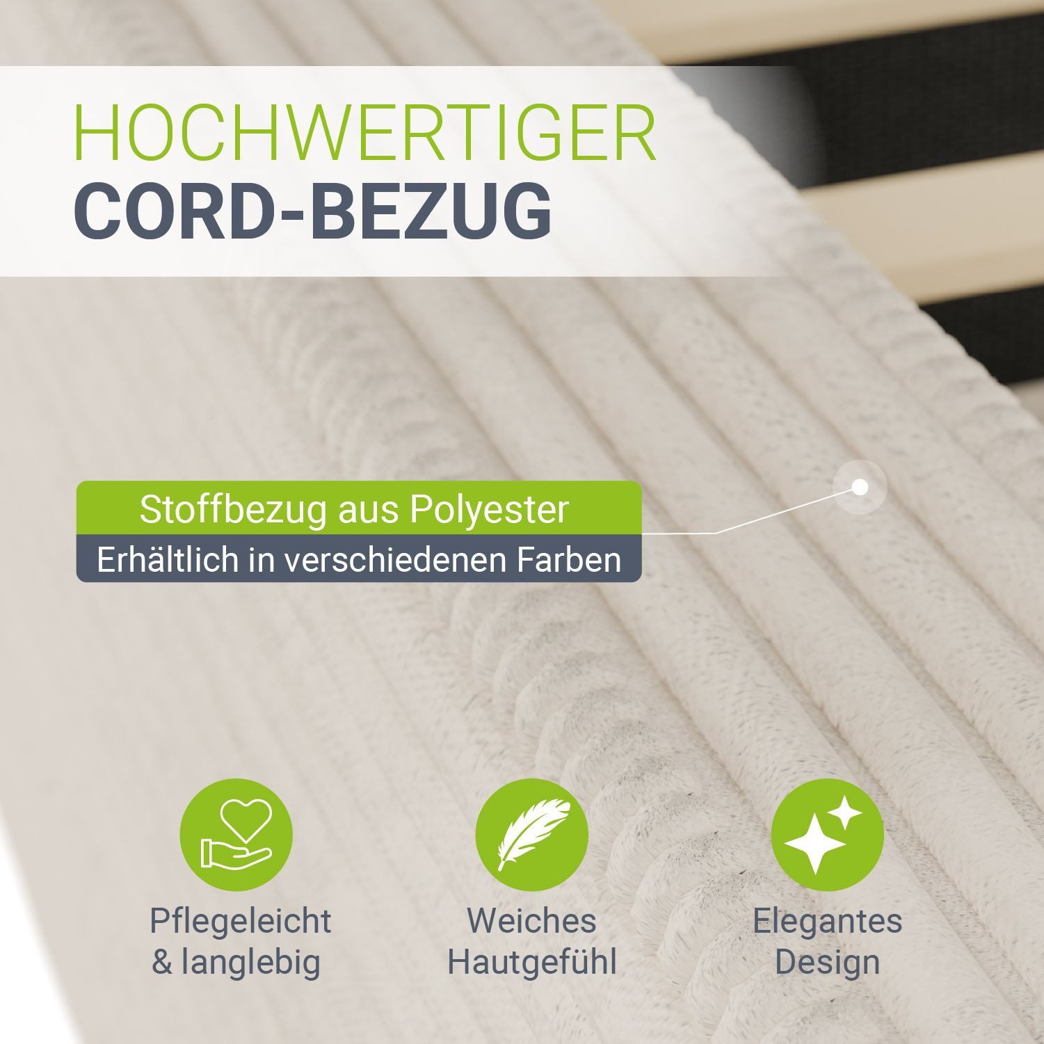 Juskys Polsterbett Salerno, Cord Design, bis 500 kg belastbar, Pflegeleicht günstig online kaufen