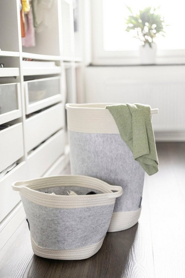 WENKO Aufbewahrungskorb Bea (1 St), aus recyceltem Polyesterfilz, 75 L  Volumen, ideal für Badezimmer, Schlafzimmer oder im Flur