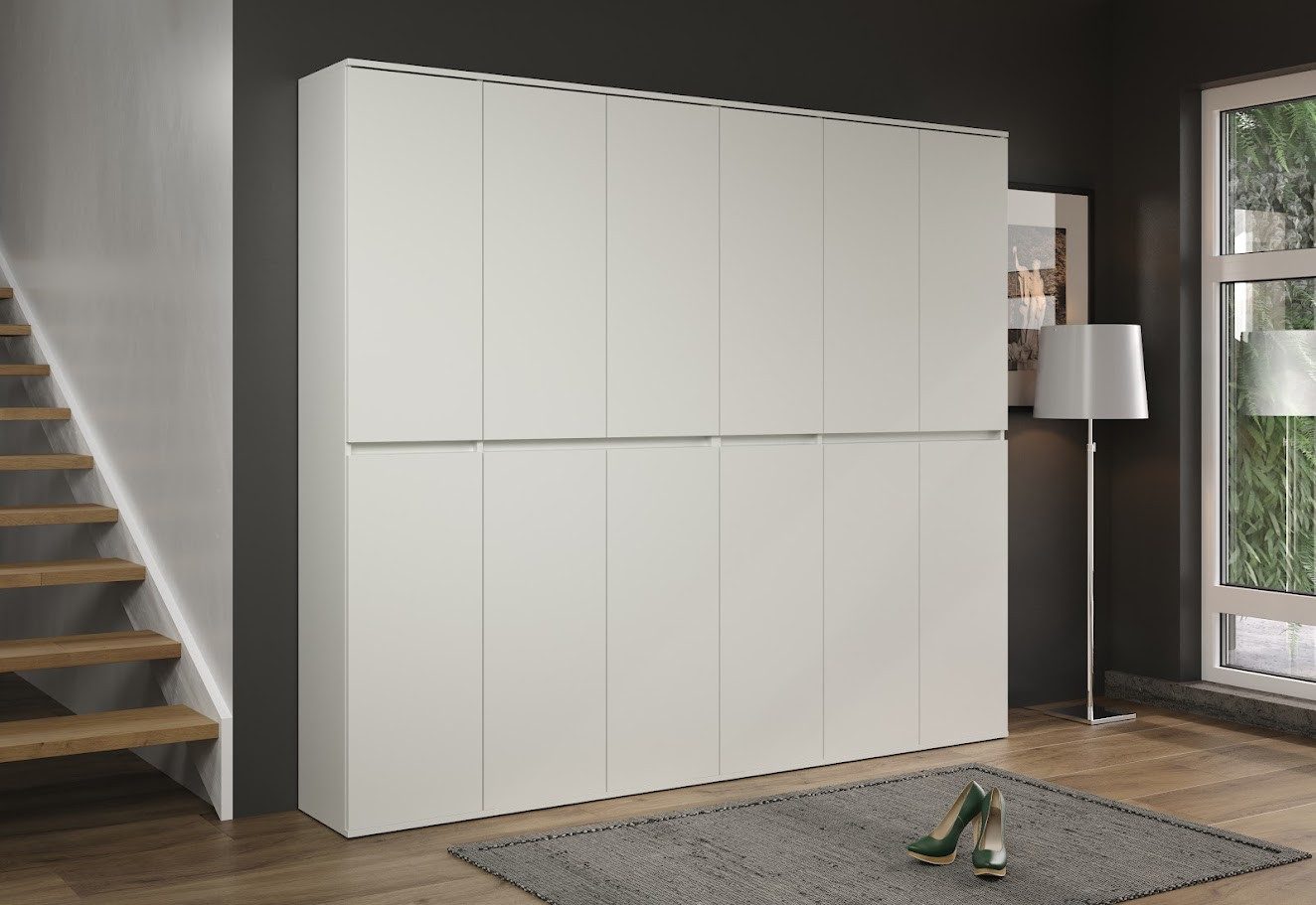 trendteam Stauraumschrank Garderobenschrank Mehrzweckschrank weiß 222x191x3 günstig online kaufen