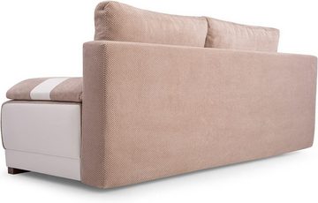 MOEBLO Schlafsofa NISA, Couch für Wohnzimmer, Sofagarnitur Polstersofa Wohnlandschaft, mit Schlaffunktion und Bettkasten, (BxHxT):196X85X92 cm