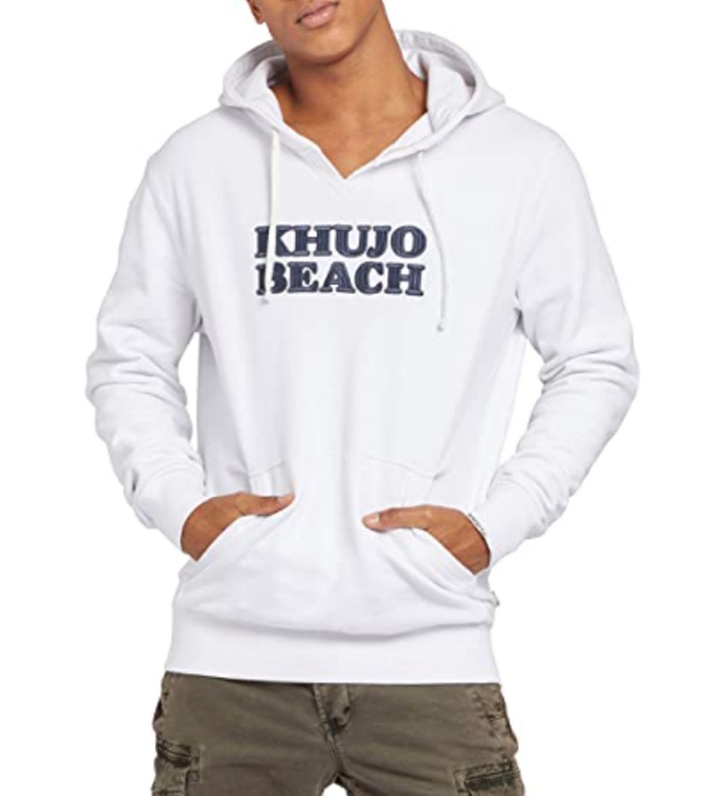 khujo Rundhalspullover »khujo Adamo Kapuzen-Pullover modischer Herren  Hoodie mit Logo-Stitching Sweatshirt Weiß« online kaufen | OTTO