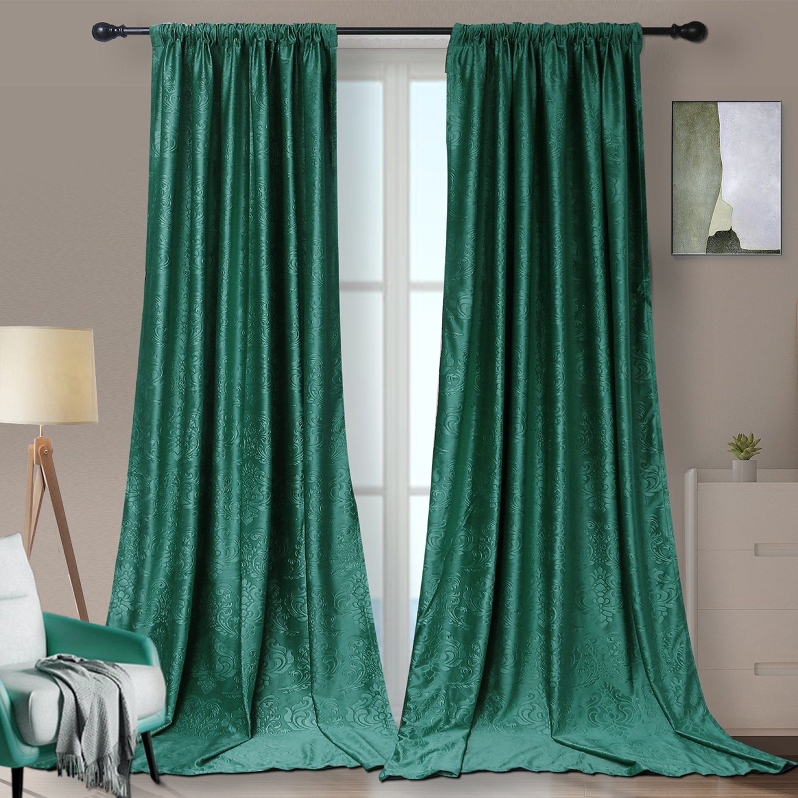 BTTO V&G Vorhang Gardinen Blickdicht Vorhang Samt Velvet Kräuselband (2 St), blickdicht, Vorhang Wohnzimmer