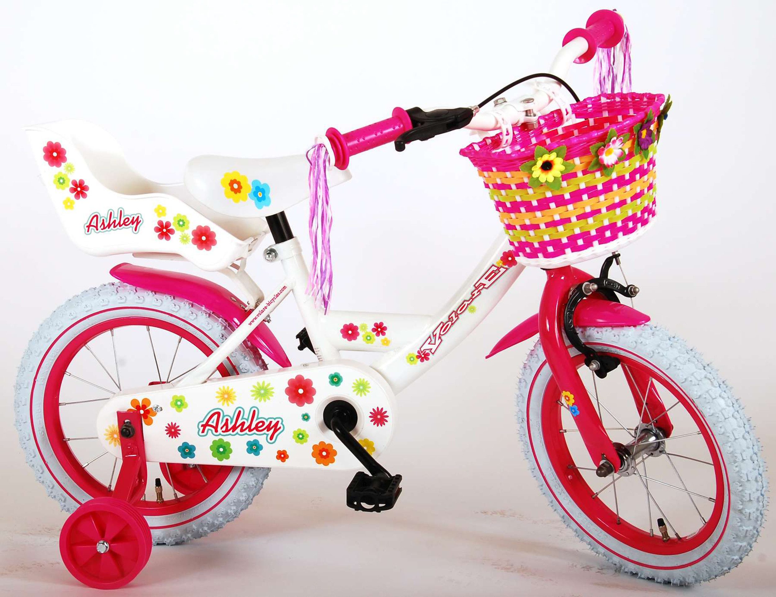 TPFSports Kinderfahrrad Volare Ashley 14 Zoll mit Rücktritt + Handbremse, 1 Gang, (Mädchen Fahrrad - Rutschfeste Sicherheitsgriffe), Kinder Fahrrad 14 Zoll mit Stützräder Laufrad Mädchen Kinderrad